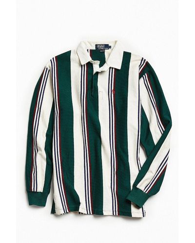Urban Outfitters Vintage Polo Ralph Lauren Multi Vertical Stripe Rugby Shirt - Green