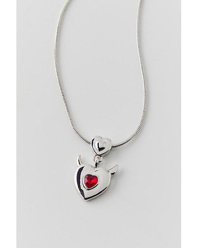 Urban Outfitters Devil Heart Charm Necklace - White