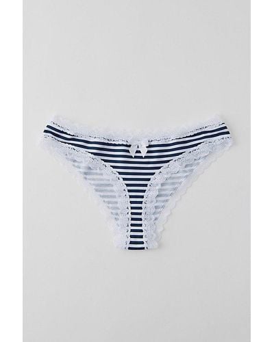 Out From Under Noelle Lace-Trim Tanga - Blue