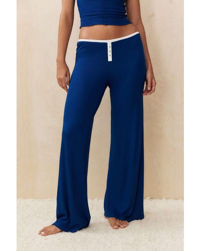 Out From Under Sweet Dreams Ahoy Wide Leg Lounge Trousers - Blue