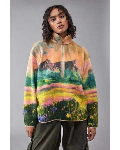 BDG Meadow Landscape Fleece Top S At Urban Outfitters - Multicolour