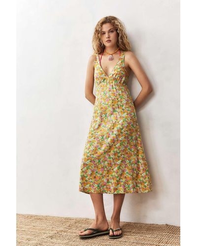 Billabong Feel The Love Midi Dress Xs At Urban Outfitters - Natural