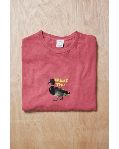 Urban Outfitters Uo - t-shirt in mit schriftzug "what the duck" - Pink