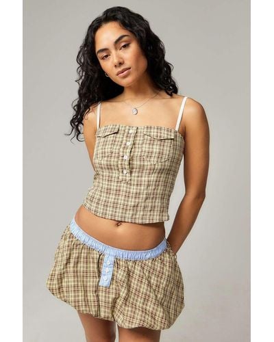 Jaded London Lulu Check Corset Top Uk 6 At Urban Outfitters - Multicolour