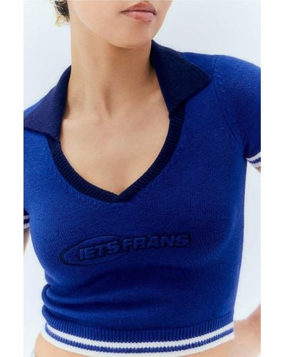 iets frans... Cropped Polo Shirt - Blue