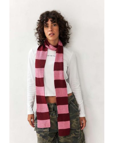 Urban Outfitters Uo Striped Skinny Scarf - Red