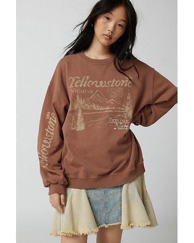 Urban Outfitters Yellowstone Embroidered Graphic Sweatshirt - Brown