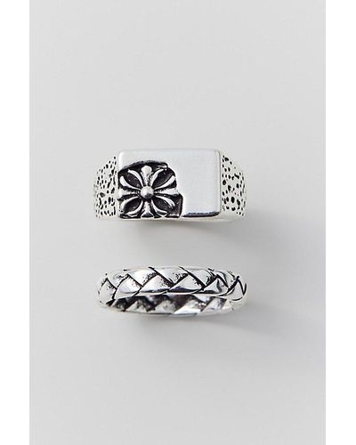 Urban Outfitters Dimitri Textured Ring Set - Grey