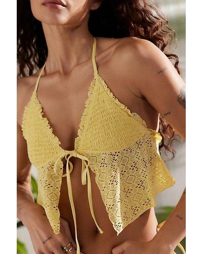Out From Under Beach Picnic Babydoll Bikini Top - Yellow