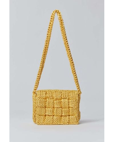 Urban Outfitters Uo Morgan Shiny Knit Baguette Bag - Yellow