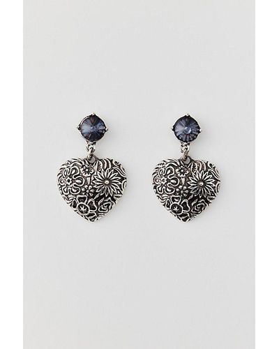 Urban Outfitters Etched Heart Earring - Blue