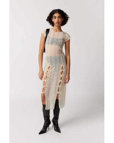 Find Me Now Second Skin Sheer Midi Dress In Cream,at Urban Outfitters - Natural