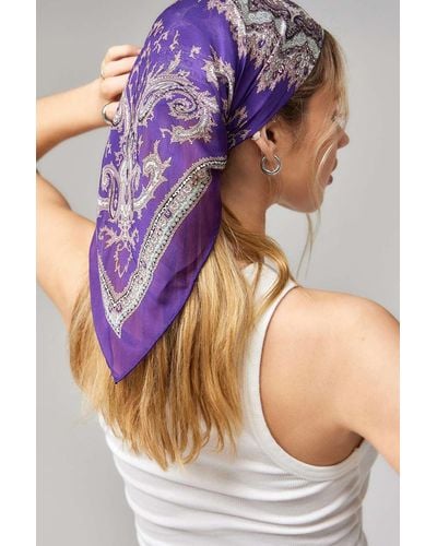 Urban Outfitters Uo Paisley Silk Neck Scarf - Blue