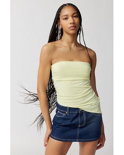 Urban Outfitters Uo Y2K Asymmetrical Ruching Tube Top - Green