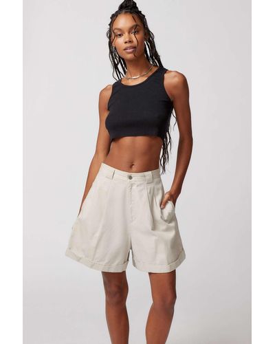 Urban Renewal Vintage Linen Cotton Longline Short - Natural