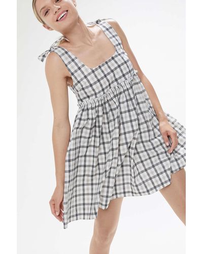 Urban Outfitters Uo Alexia Plaid Tie-shoulder Babydoll Dress - Multicolor