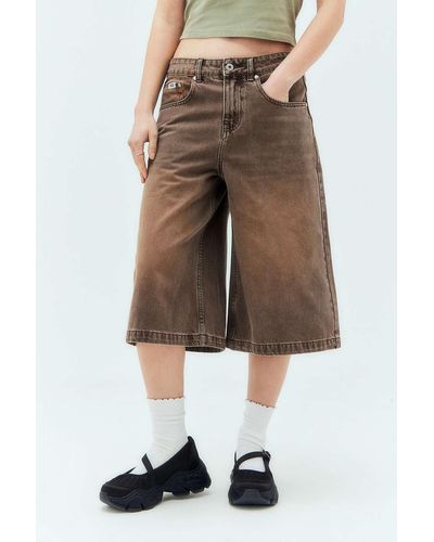 The Ragged Priest Washed Brown Release Denim Shorts