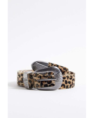 Urban Outfitters Uo Leopard Print Buckle Belt M/l At - Multicolour