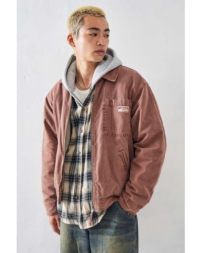 BDG Brown Borg-lined Canvas Zip-through Jacket