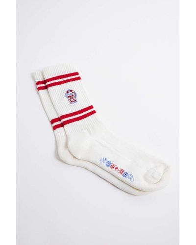 Urban Outfitters Uo Lucky Cat Embroidered Socks - White