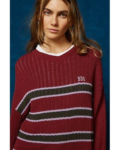 BDG Carter Recycled Pullover Sweater - Red