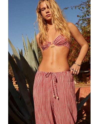 Urban Outfitters Uo Ellie Gingham Beach Trousers - Pink