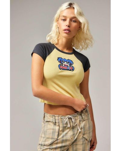 Minga Go To Hell Cropped T-shirt - Yellow