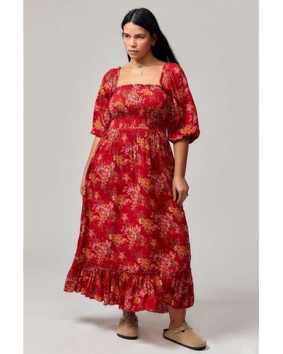 Kimchi Blue Lucia Floral Maxi Dress - Red