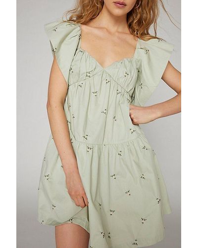 En Saison Anya Embroidered Floral Mini Dress - Green