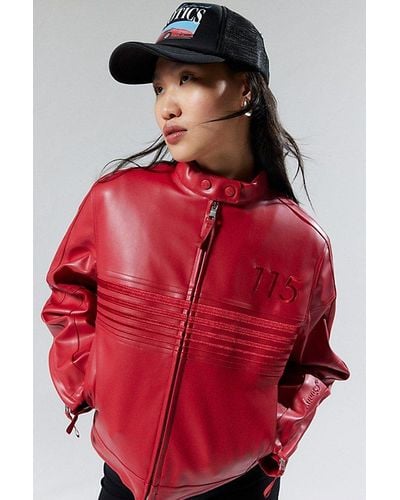 House Of Sunny The Racer Faux Leather Moto Jacket - Red