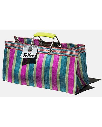 Puebco Wide Recycled Plastic Stripe Bag - Blue