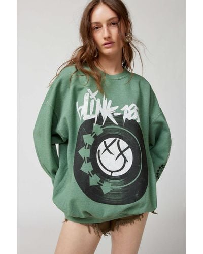 Urban Outfitters Blink 182 Pullover Crew Neck Sweatshirt - Green