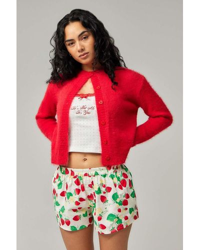 Motel Laboxe Strawberry Shorts Xs At Urban Outfitters - Red