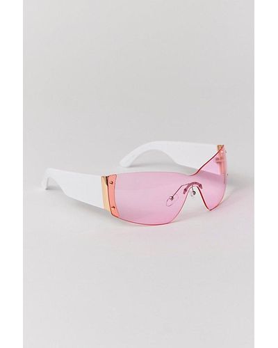 Urban Outfitters Brittney Y2K Classic Shield Sunglasses - Pink