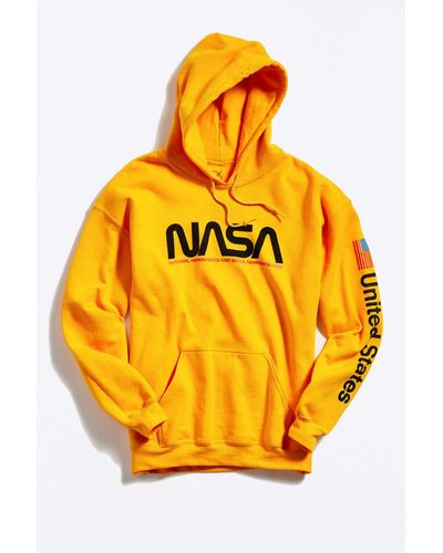 Urban Outfitters Nasa White Hoodie Sweatshirt - Yellow