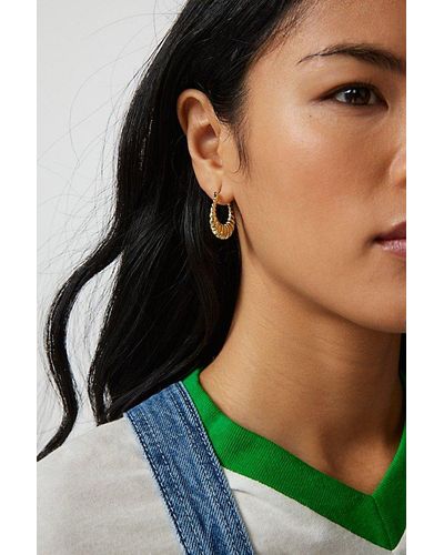 Urban Outfitters Textured Tapered Hoop Earring - Green