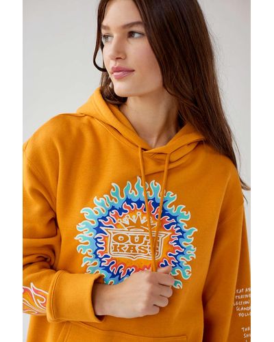 Urban Outfitters Outkast Flame Oversized Hoodie Sweatshirt - Orange