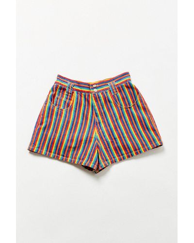 Urban Outfitters Vintage '90s Rainbow Striped Denim Short - Blue
