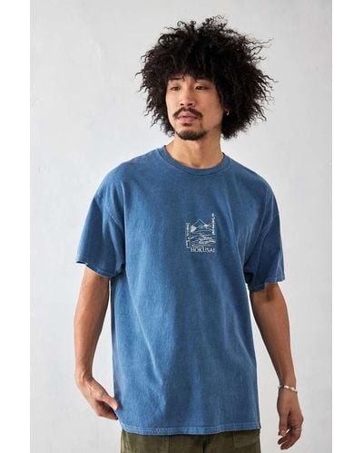 Urban Outfitters Uo - t-shirt mit hokusai-berg-motiv in - Blau