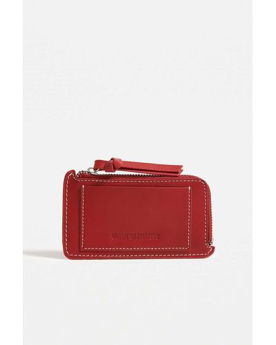 Urban Outfitters Uo Buff Leather Cardholder - Red