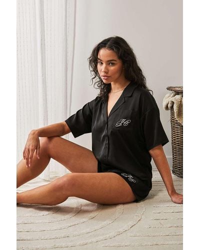 Juicy Couture satin pajama shirt in black