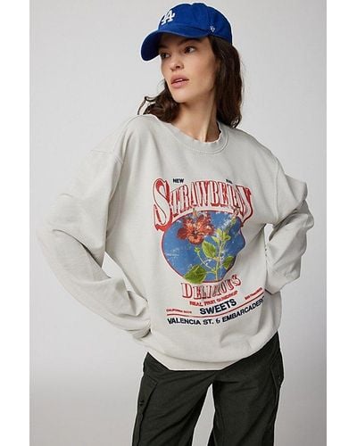 Urban Outfitters Strawberry Pullover Sweatshirt - Grey