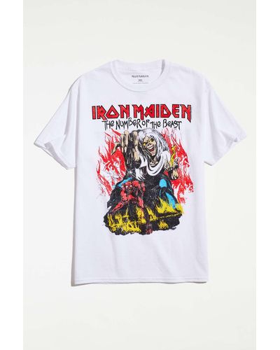 Urban Outfitters Iron Maiden Number Of The Beast Tee In White At