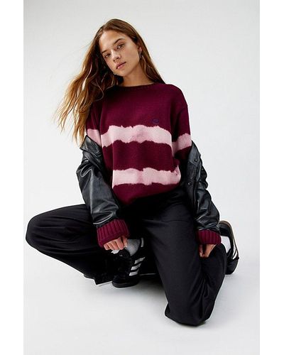 Urban Renewal Remade Bleached Striped Sweater - Red