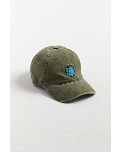 Urban Outfitters Earth Embroidered Washed Baseball Hat - Green