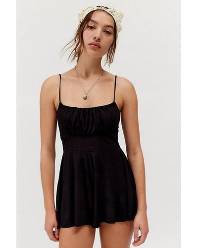 Urban Outfitters Uo Emma Square Neck Romper - Black