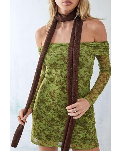 Urban Outfitters Uo Mermaid Knit Scarf - Green