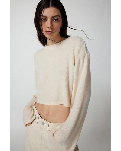 Urban Renewal Remnants Cozy Ribbed Drippy Sleeve Sweater - Natural