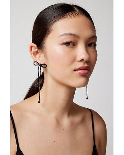 Urban Outfitters Rhinestone Bow Earring - Natural