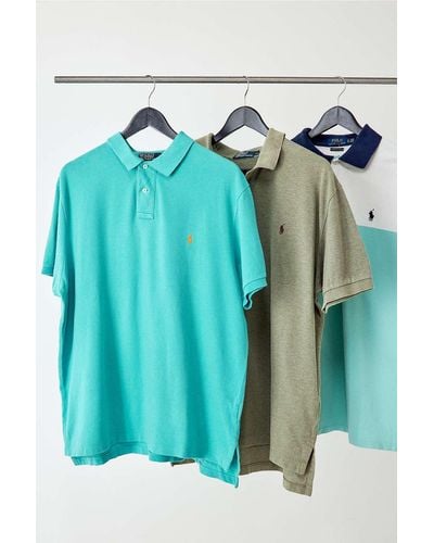 Urban Renewal Vintage Green & Blue Designer Polo Shirt